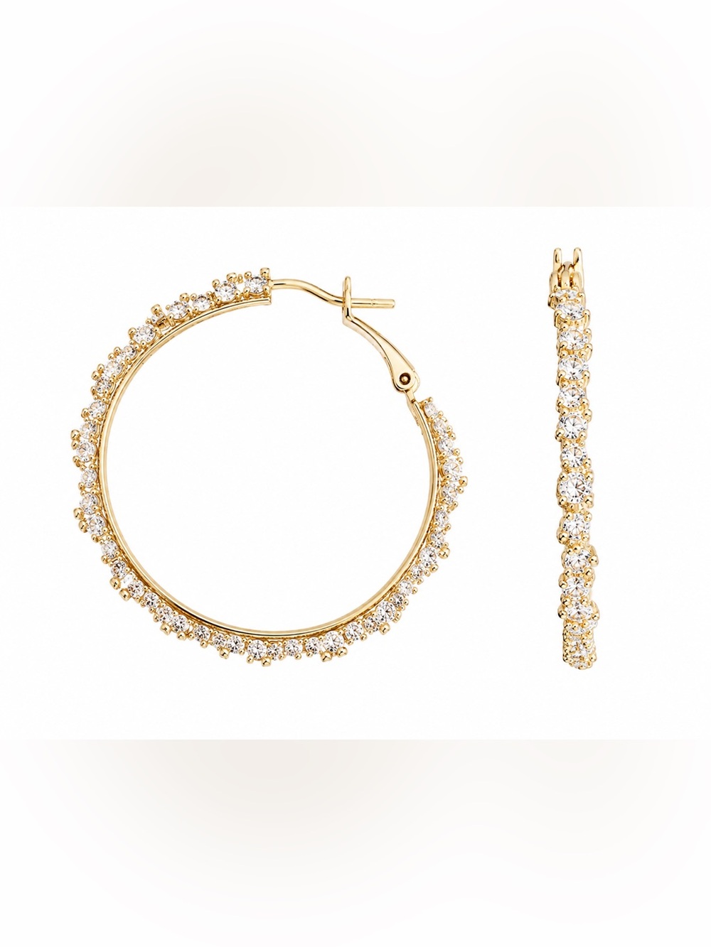 Rachel Zoe Gold Crystal Pavé Hoop Earrings